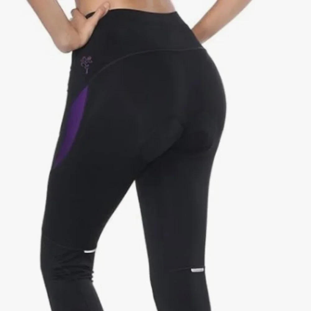 Santic Women's Bike Pants Cycling Tights 4D Padded Parmi Black / Purple - Small - Picture 2 of 8